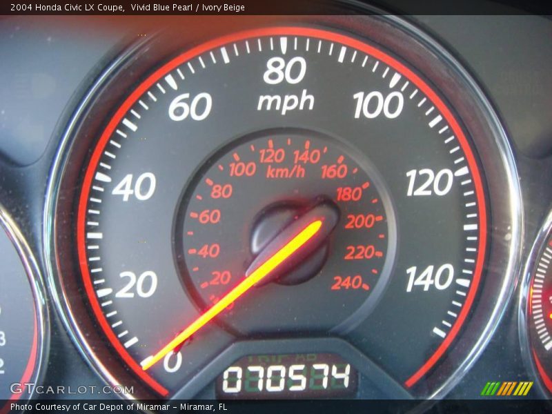 Vivid Blue Pearl / Ivory Beige 2004 Honda Civic LX Coupe