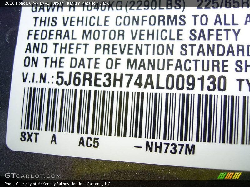 Urban Titanium Metallic / Black 2010 Honda CR-V EX-L
