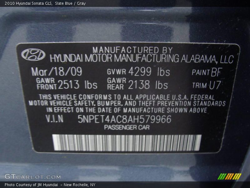 Slate Blue / Gray 2010 Hyundai Sonata GLS