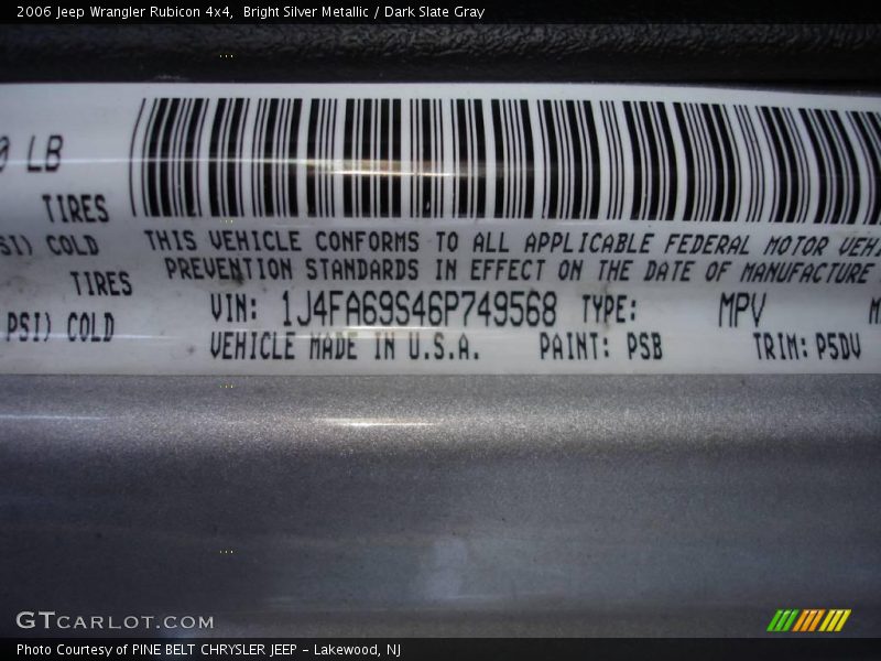 Bright Silver Metallic / Dark Slate Gray 2006 Jeep Wrangler Rubicon 4x4