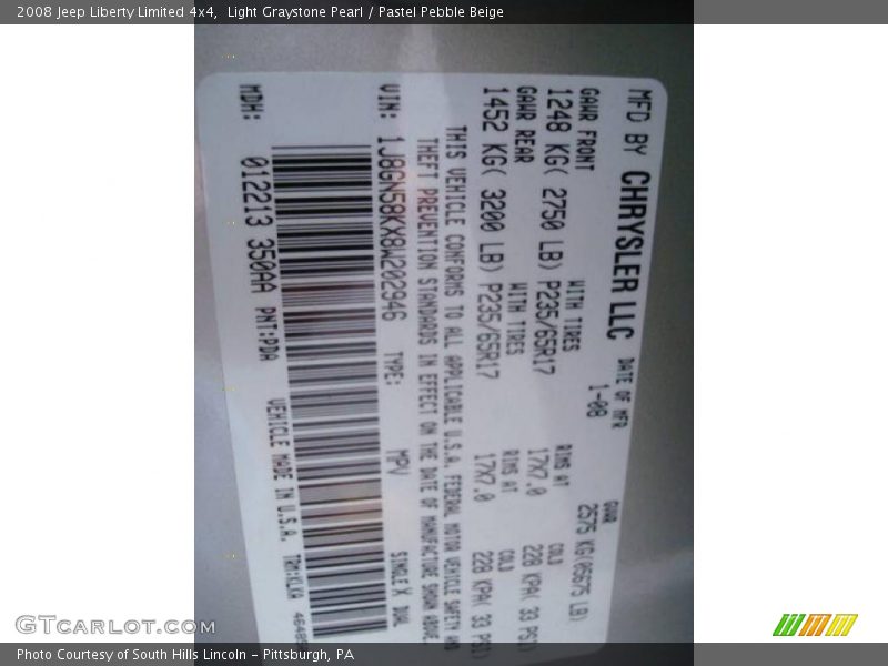 Light Graystone Pearl / Pastel Pebble Beige 2008 Jeep Liberty Limited 4x4