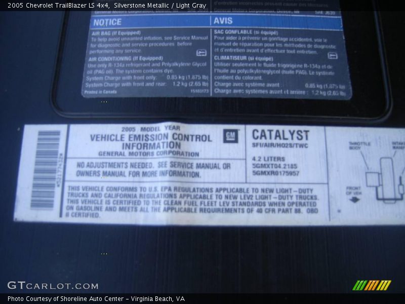 Silverstone Metallic / Light Gray 2005 Chevrolet TrailBlazer LS 4x4