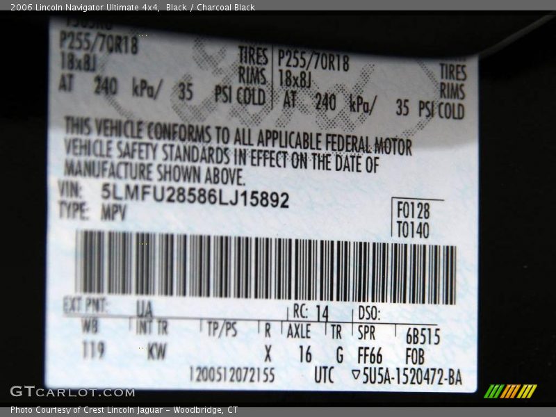 Black / Charcoal Black 2006 Lincoln Navigator Ultimate 4x4