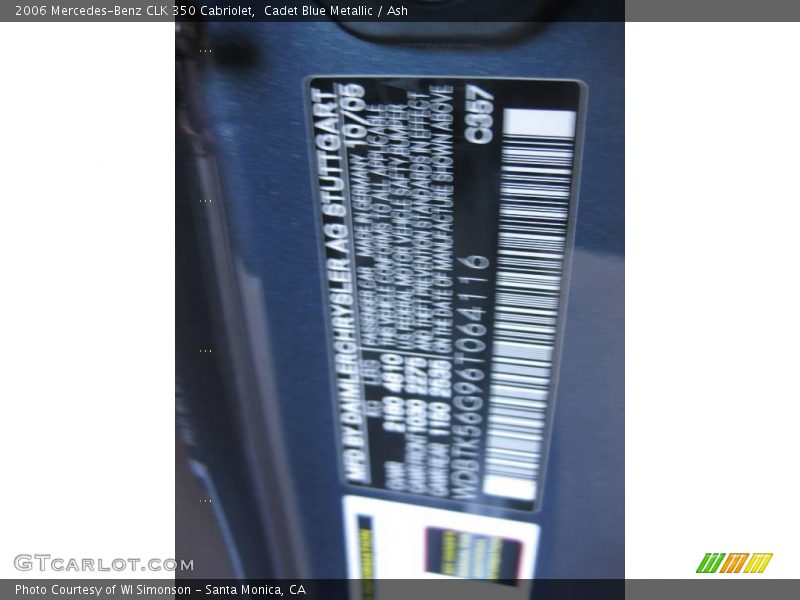 Cadet Blue Metallic / Ash 2006 Mercedes-Benz CLK 350 Cabriolet