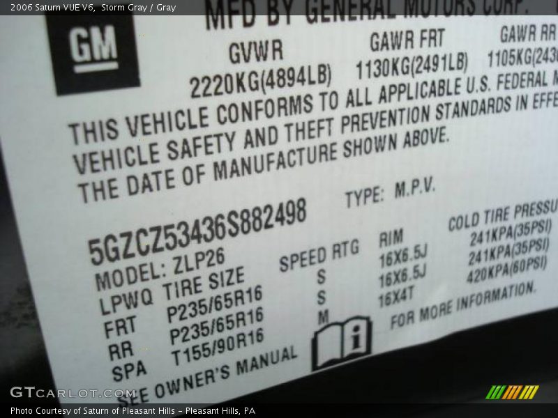 Storm Gray / Gray 2006 Saturn VUE V6