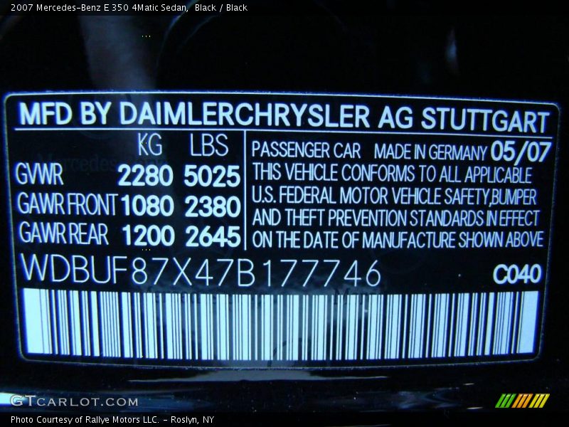 Black / Black 2007 Mercedes-Benz E 350 4Matic Sedan