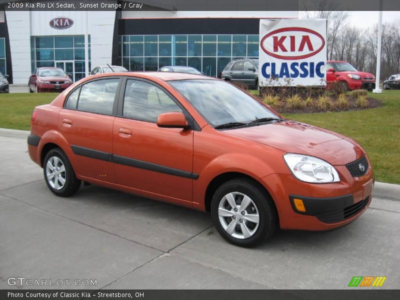 Sunset Orange / Gray 2009 Kia Rio LX Sedan
