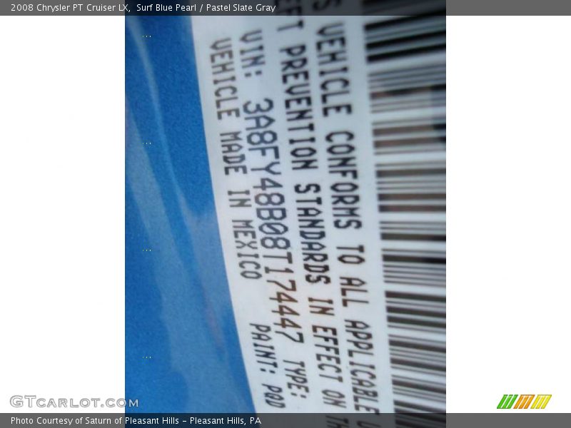 Surf Blue Pearl / Pastel Slate Gray 2008 Chrysler PT Cruiser LX