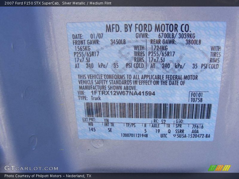 Silver Metallic / Medium Flint 2007 Ford F150 STX SuperCab