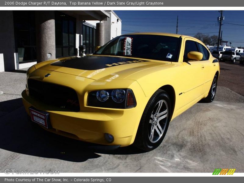 Top Banana Yellow / Dark Slate Gray/Light Graystone 2006 Dodge Charger R/T Daytona