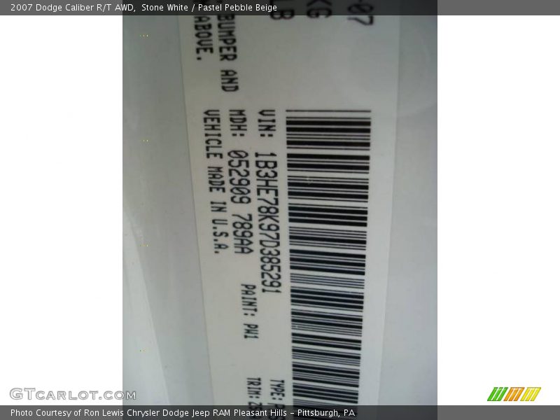 Stone White / Pastel Pebble Beige 2007 Dodge Caliber R/T AWD