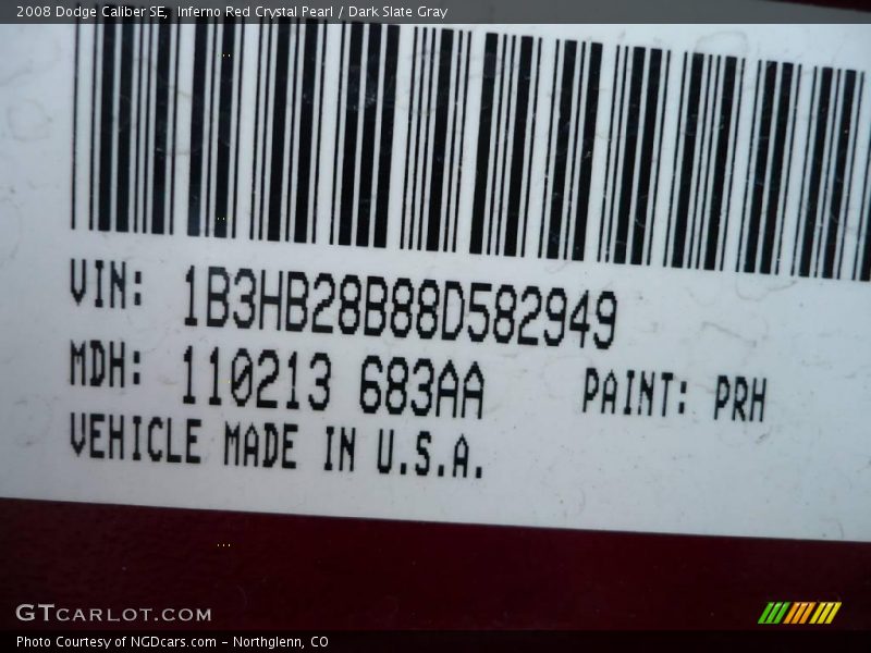 Inferno Red Crystal Pearl / Dark Slate Gray 2008 Dodge Caliber SE