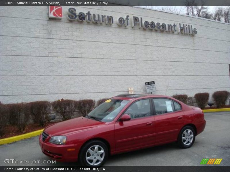 Electric Red Metallic / Gray 2005 Hyundai Elantra GLS Sedan