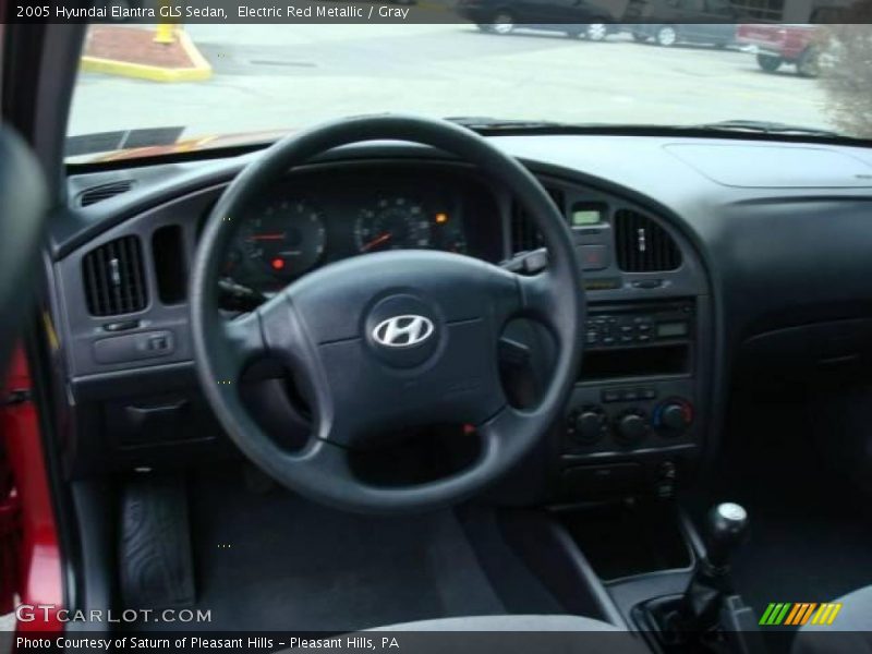 Electric Red Metallic / Gray 2005 Hyundai Elantra GLS Sedan
