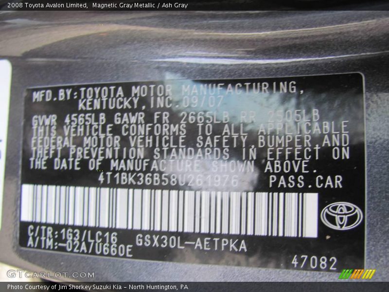 Magnetic Gray Metallic / Ash Gray 2008 Toyota Avalon Limited