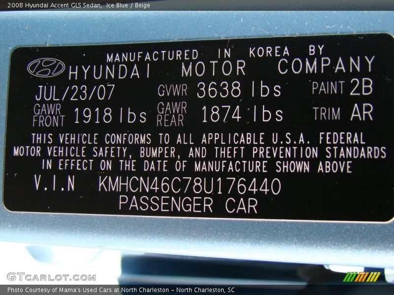 Ice Blue / Beige 2008 Hyundai Accent GLS Sedan