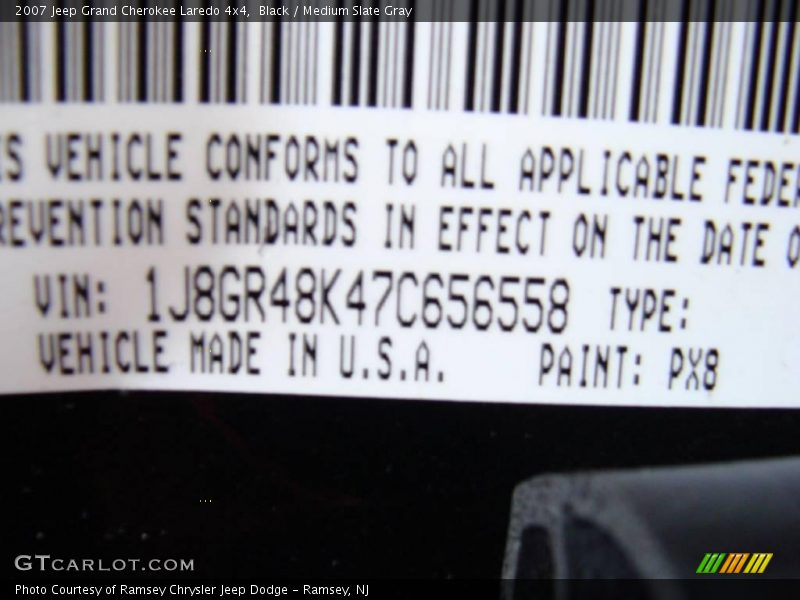Black / Medium Slate Gray 2007 Jeep Grand Cherokee Laredo 4x4