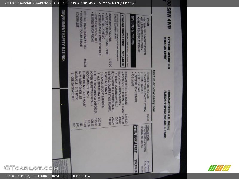 Victory Red / Ebony 2010 Chevrolet Silverado 3500HD LT Crew Cab 4x4