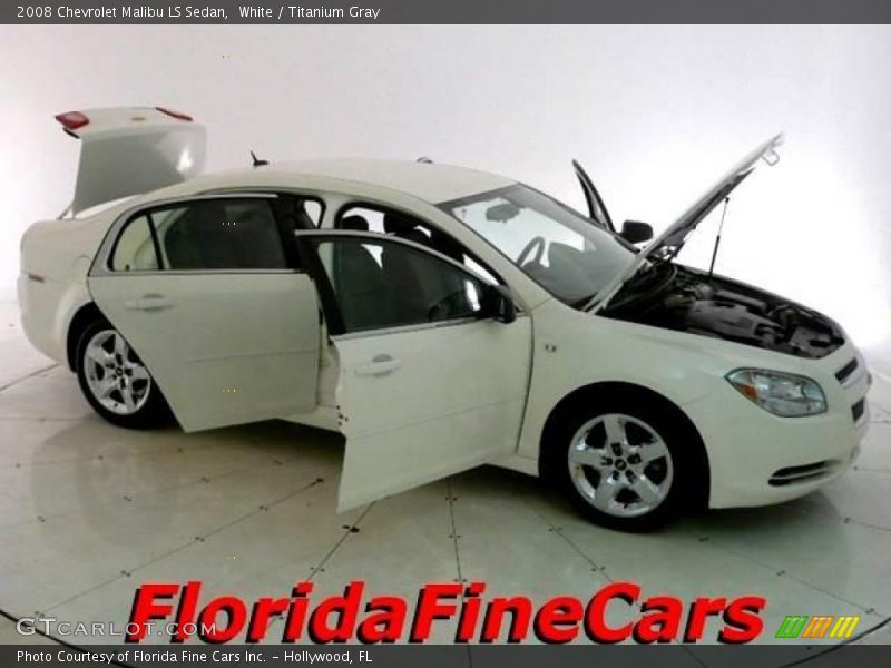 White / Titanium Gray 2008 Chevrolet Malibu LS Sedan