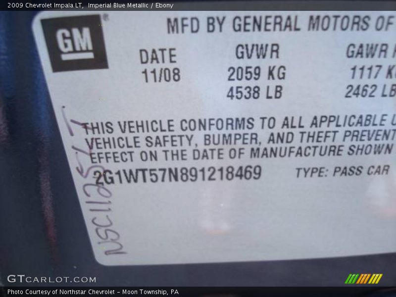 Imperial Blue Metallic / Ebony 2009 Chevrolet Impala LT