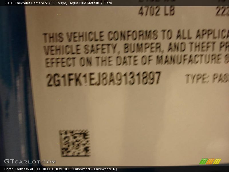 Aqua Blue Metallic / Black 2010 Chevrolet Camaro SS/RS Coupe