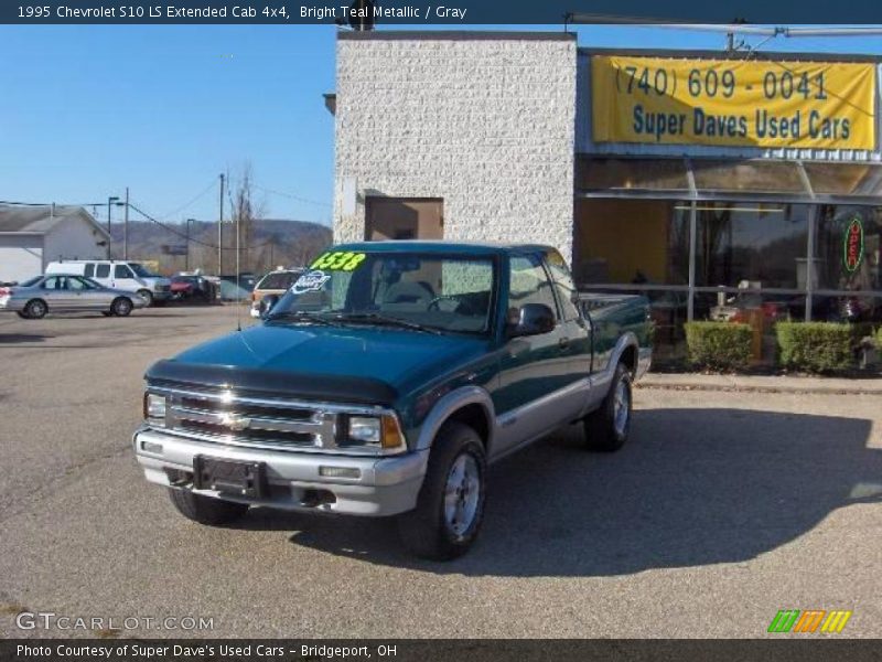 Bright Teal Metallic / Gray 1995 Chevrolet S10 LS Extended Cab 4x4