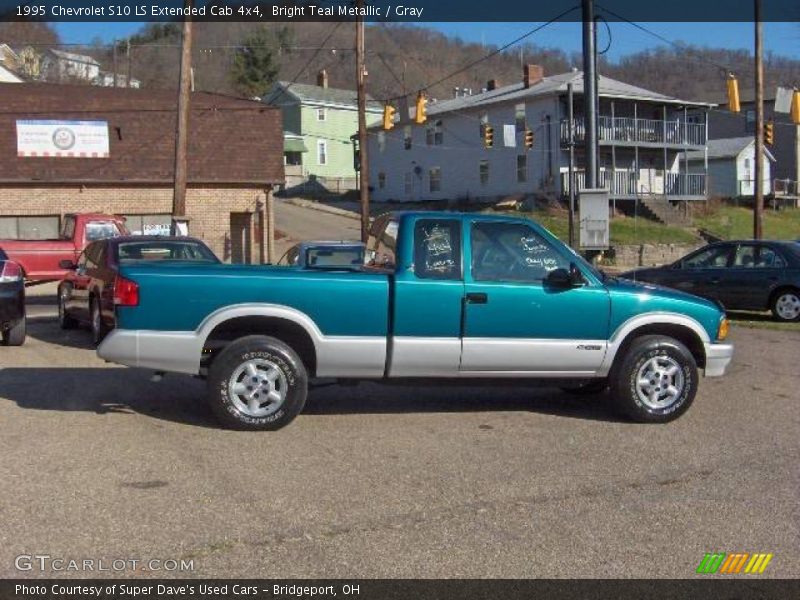 Bright Teal Metallic / Gray 1995 Chevrolet S10 LS Extended Cab 4x4
