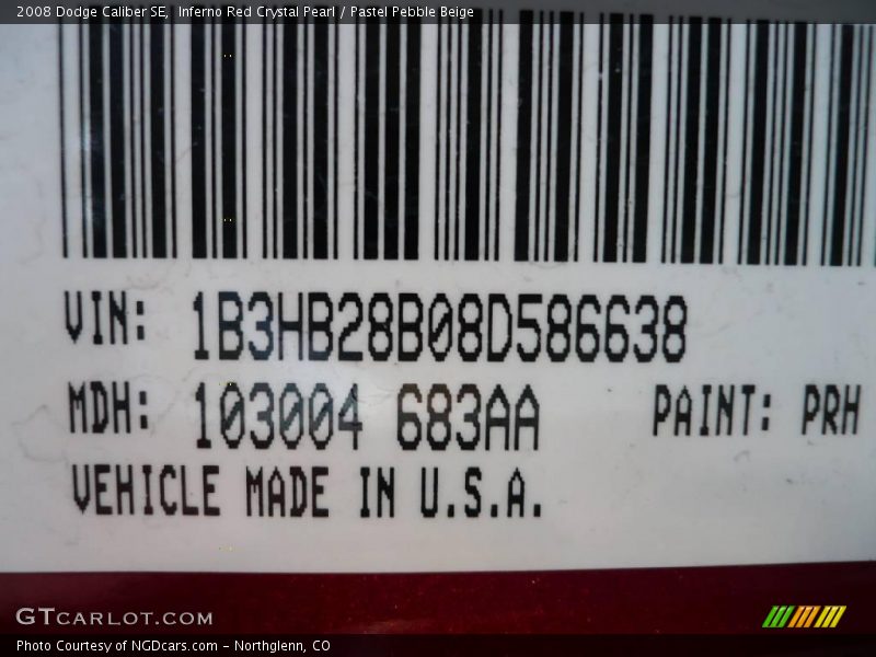 Inferno Red Crystal Pearl / Pastel Pebble Beige 2008 Dodge Caliber SE