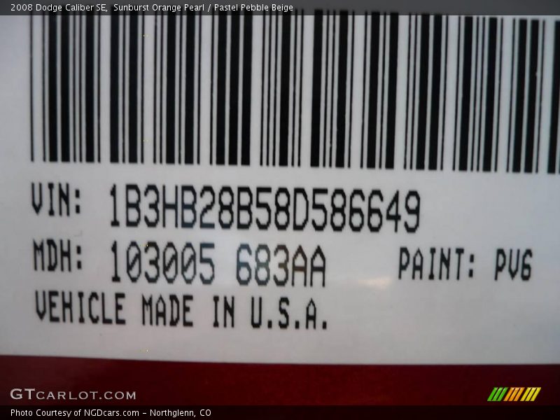 Sunburst Orange Pearl / Pastel Pebble Beige 2008 Dodge Caliber SE