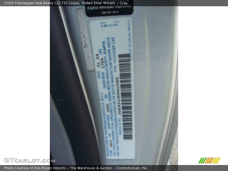 Reflex Silver Metallic / Gray 2004 Volkswagen New Beetle GLS TDI Coupe