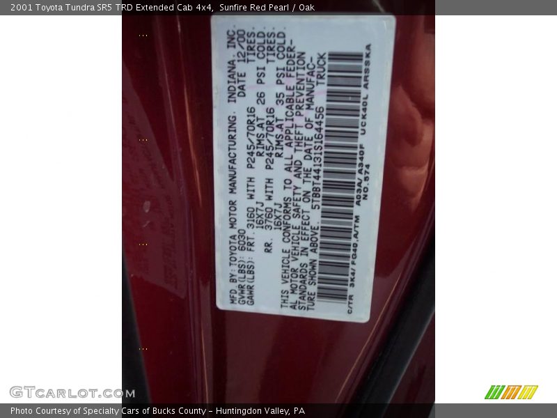 Sunfire Red Pearl / Oak 2001 Toyota Tundra SR5 TRD Extended Cab 4x4