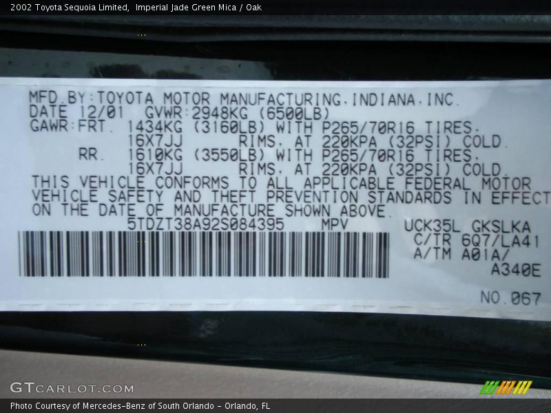 Imperial Jade Green Mica / Oak 2002 Toyota Sequoia Limited