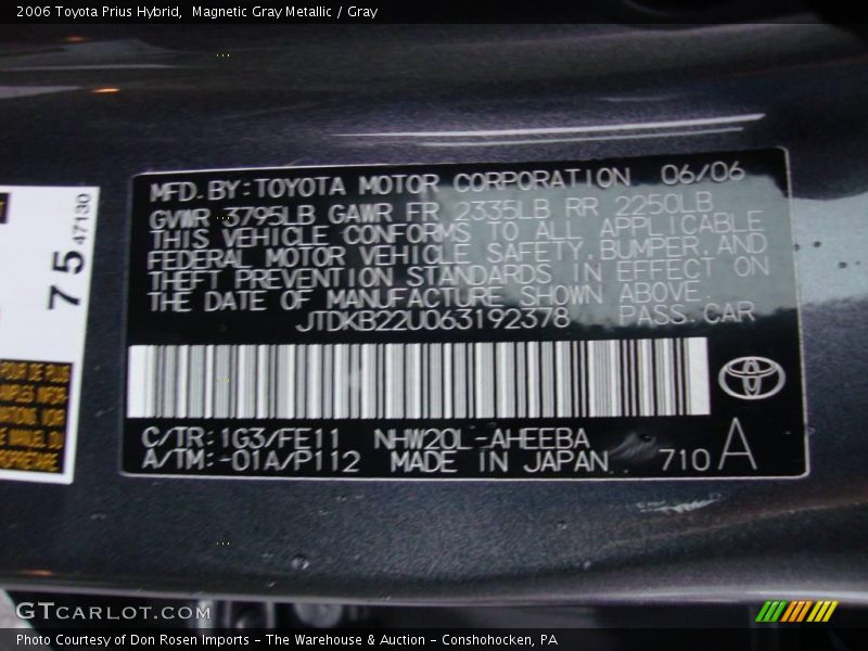 Magnetic Gray Metallic / Gray 2006 Toyota Prius Hybrid