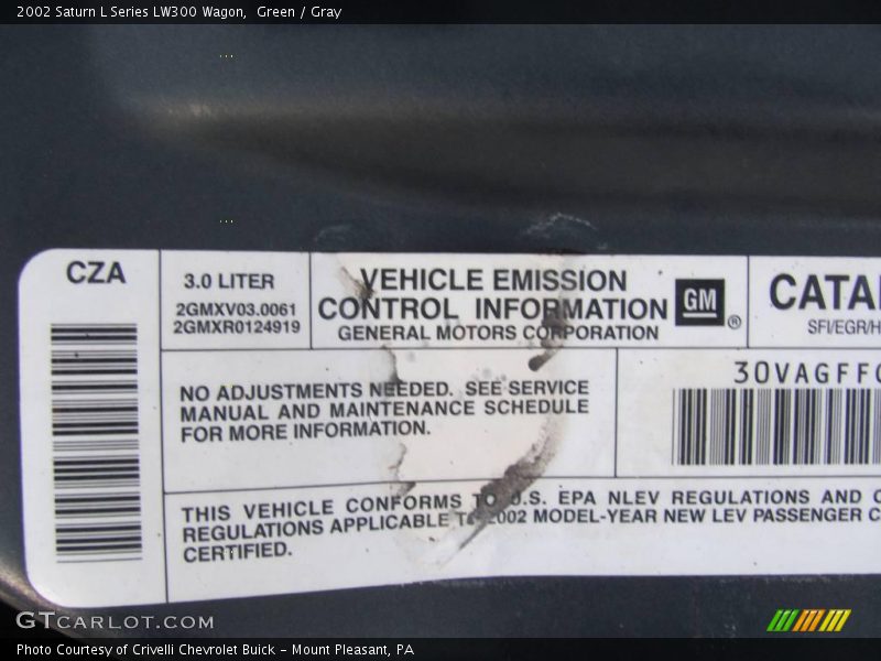 Green / Gray 2002 Saturn L Series LW300 Wagon