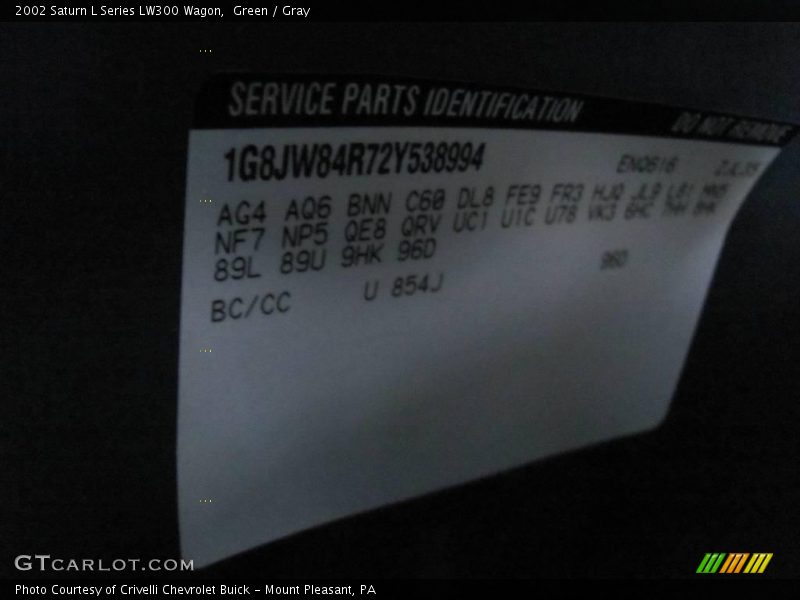 Green / Gray 2002 Saturn L Series LW300 Wagon