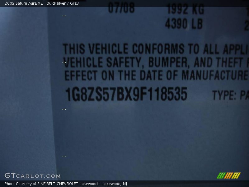 Quicksilver / Gray 2009 Saturn Aura XE