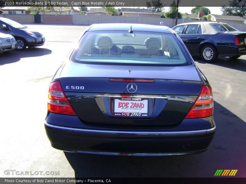 Capri Blue Metallic / Ash Grey 2003 Mercedes-Benz E 500 Sedan