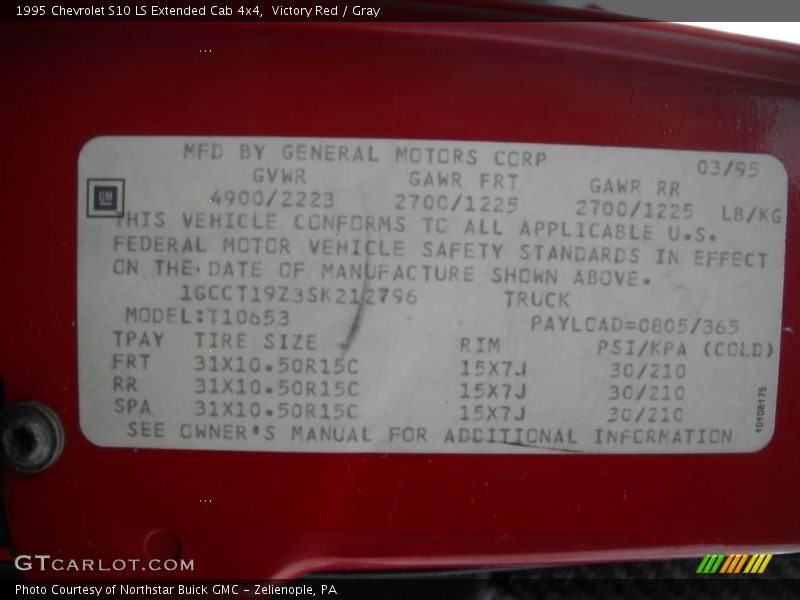 Victory Red / Gray 1995 Chevrolet S10 LS Extended Cab 4x4
