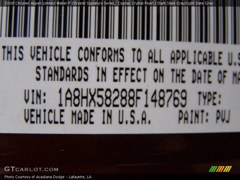 Cognac Crystal Pearl / Dark Slate Gray/Light Slate Gray 2008 Chrysler Aspen Limited Walter P Chrysler Signature Series
