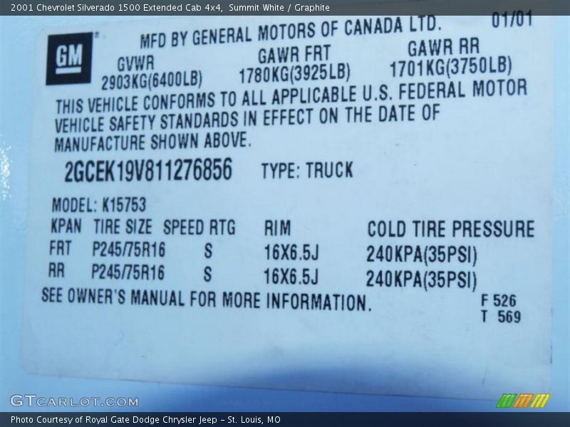 Summit White / Graphite 2001 Chevrolet Silverado 1500 Extended Cab 4x4