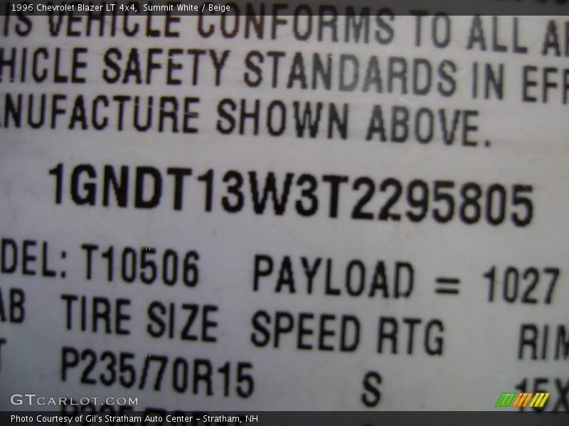 Summit White / Beige 1996 Chevrolet Blazer LT 4x4