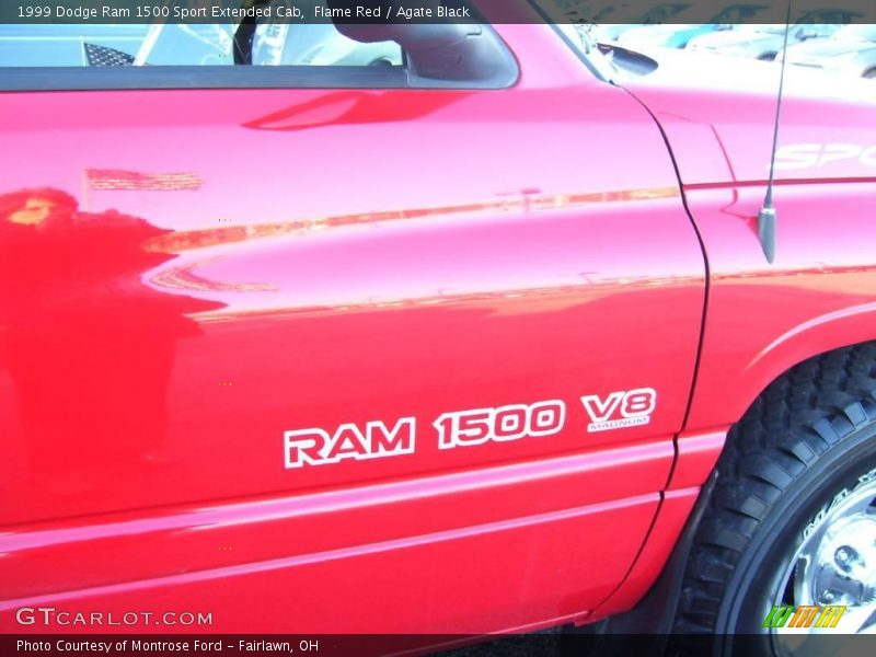 Flame Red / Agate Black 1999 Dodge Ram 1500 Sport Extended Cab