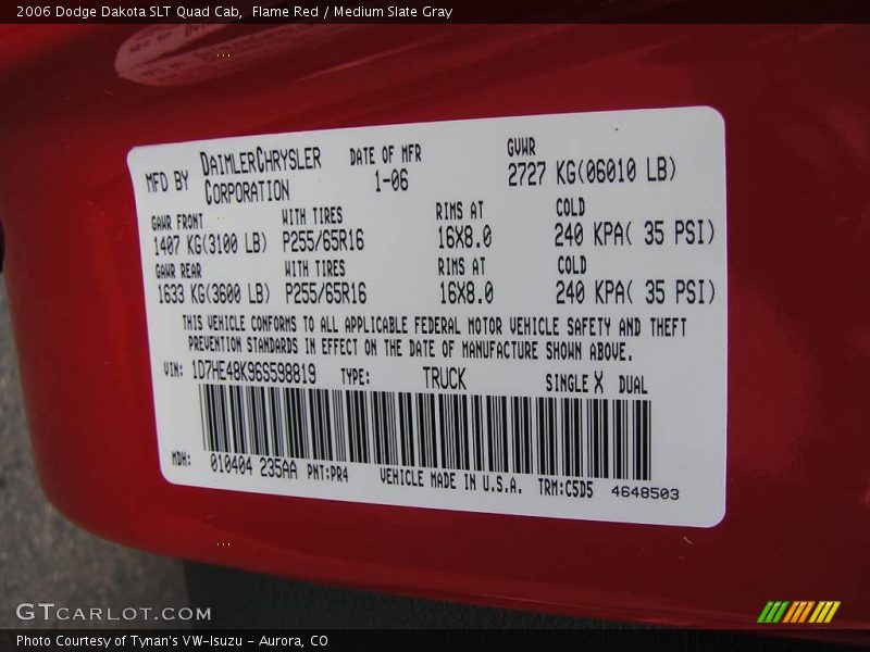 Flame Red / Medium Slate Gray 2006 Dodge Dakota SLT Quad Cab