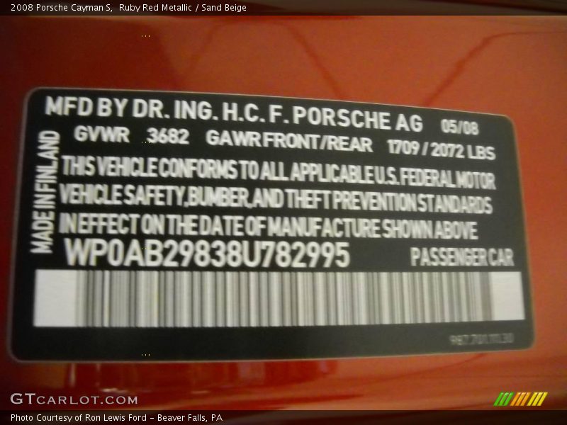 Ruby Red Metallic / Sand Beige 2008 Porsche Cayman S
