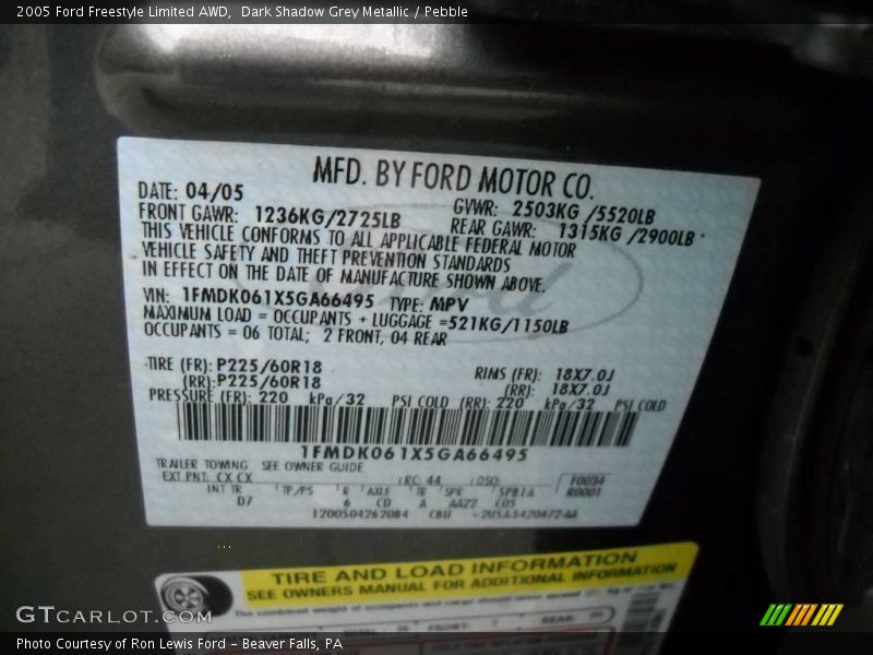 Dark Shadow Grey Metallic / Pebble 2005 Ford Freestyle Limited AWD