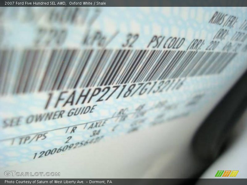 Oxford White / Shale 2007 Ford Five Hundred SEL AWD