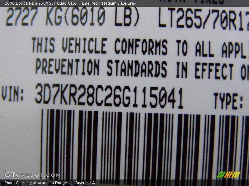 Flame Red / Medium Slate Gray 2006 Dodge Ram 2500 SLT Quad Cab