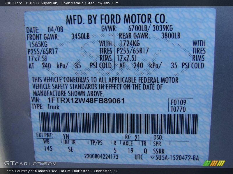 Silver Metallic / Medium/Dark Flint 2008 Ford F150 STX SuperCab