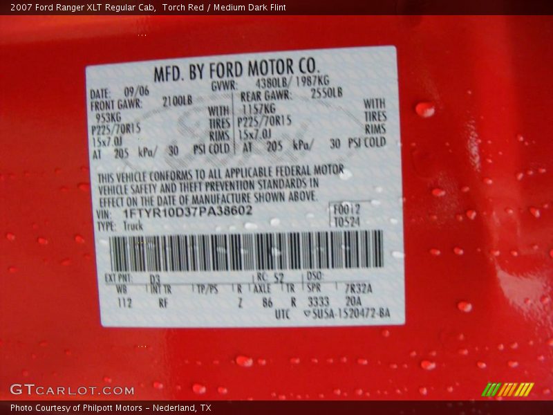 Torch Red / Medium Dark Flint 2007 Ford Ranger XLT Regular Cab
