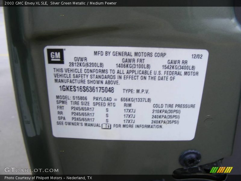 Silver Green Metallic / Medium Pewter 2003 GMC Envoy XL SLE